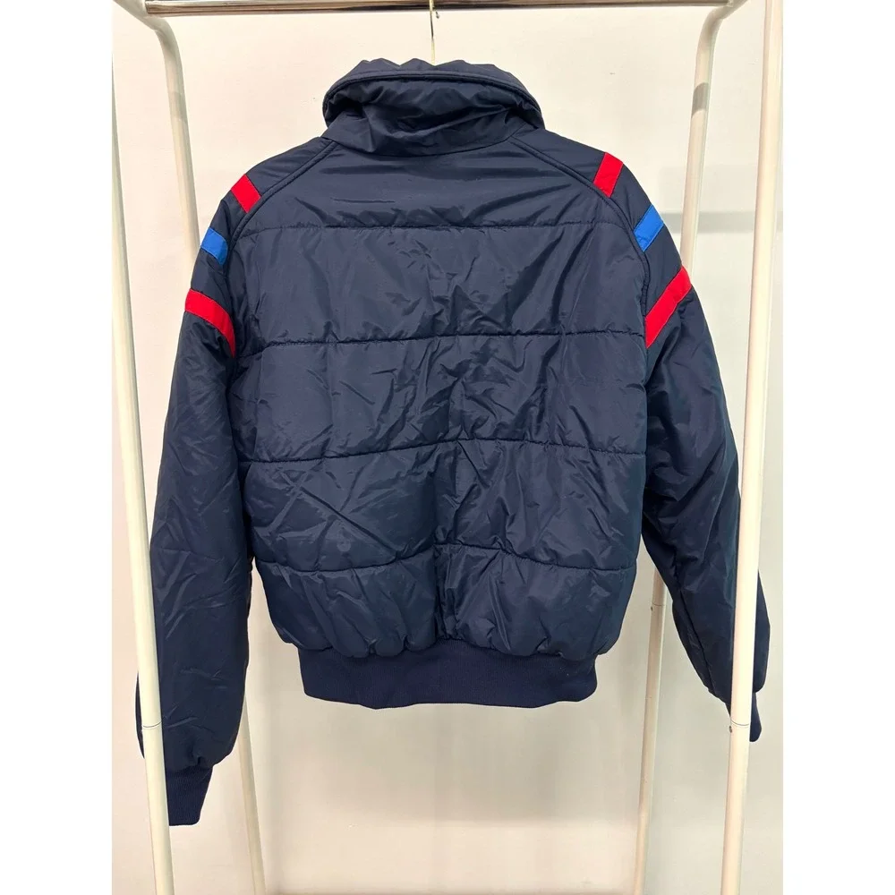 Vintage Raven Swing West Reversible Puffer Jacket Mens L Navy Red Racing Stripe